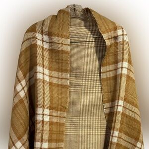 Stylish Tan and White Plaid Wrap